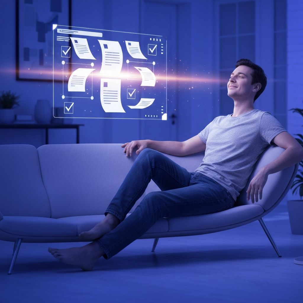 Person som använder AI-driven adressändring bekvämt hemifrån